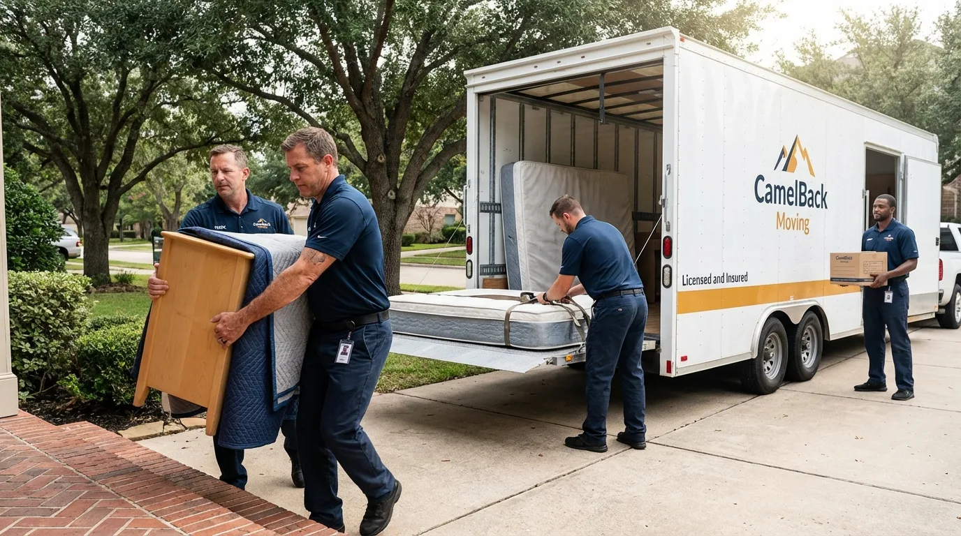 Crew loading residential truck for cross-state move from Spangler, PA