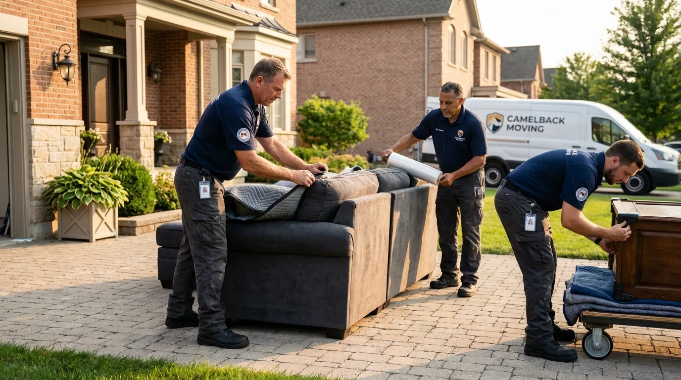 Large estate moving crew wrapping furniture in Spangler, PA