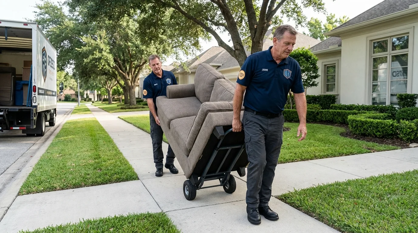 Local residential moving crew loading furniture in Spangler, PA